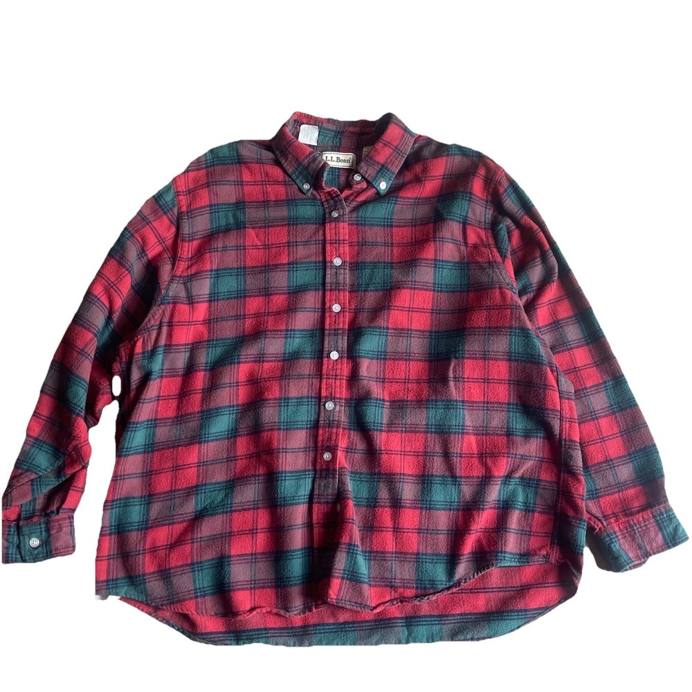 Vintage LL Bean Women's Scotch Plaid Flannel Size 20 Red Green Outdoorsy